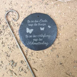 Grabschmuck, Grabstecker, Urnengrabschmuck, Dekoration für Gedenkstätte, gravierter Schiefer-Grabstein, Trauergeschenk,