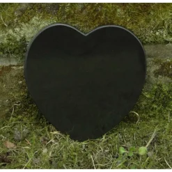 Grabschmuck R.I.P. Herz Gravur Gedenkstein - Engelsflügel auf schwarzem Marmor - Grabdekoration