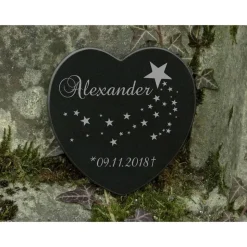 Grabschmuck Sternenkind Gravur Name Datum Marmor Grabdekoration Grabstein Engel Baby