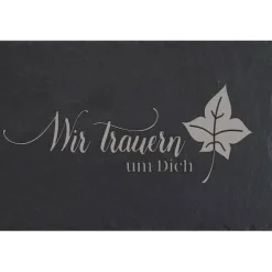 Grabschmuck Trauerschild Grab Schmuck Friedhof Grabplatte Stein Schiefer schwarz Steinplatte Platte Garten Erde