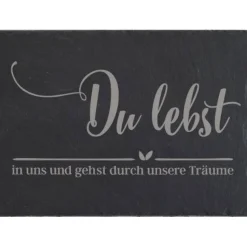 Grabschmuck Trauerschild Grab Schmuck Friedhof Grabplatte Stein Schiefer schwarz Steinplatte Platte Garten Erde