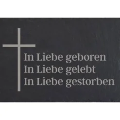 Grabschmuck Trauerschild Grab Schmuck Friedhof Grabplatte Stein Schiefer schwarz Steinplatte Platte Garten Erde