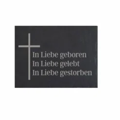 Grabschmuck Trauerschild Grab Schmuck Friedhof Grabplatte Stein Schiefer schwarz Steinplatte Platte Garten Erde
