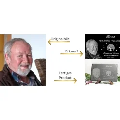 Grabstein & Gedenktafel aus Schiefer 30x20cm – Personalisierte Wunschgravur & Fotogravur