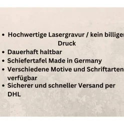 Grabstein/Gedenktafel aus Schiefer 30x20cm mit Wunschgravur – Persönlicher Grabschmuck & Fotogravur