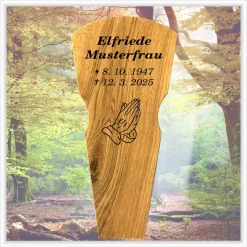 Grabtafel Unfallkreuz Eiche3 inklusive Beschriftung Übergangskreuz Wegekreuz aus Holz