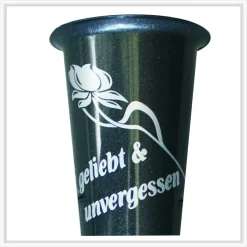 Grabvase Friedhofsvase "Tulpe - modern" mit Spruch und Blumenmotiv - Grabvase mit Beschriftung