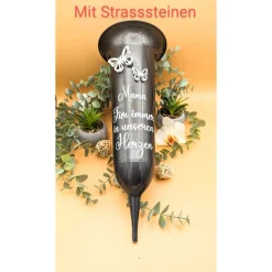 Grabvase, Schmetterlinge, Grabdeko, Grabschmuck