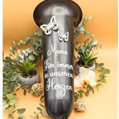 Grabvase, Schmetterlinge, Grabdeko, Grabschmuck