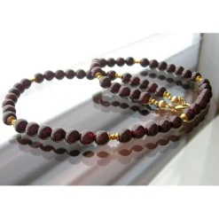 Granat Kette mit Silber 925 vergoldet, Edelsteinkette