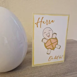 Gratulationskarte / Geburt / Schildkröte / Babykarte / Karte für Neugeborene / Baby Ankündigungskarte / Taufkarte