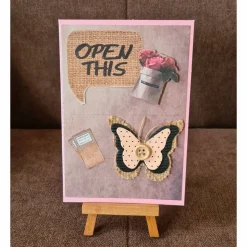 Gratulationskarte " Open This " Gartenprojekt , Schmetterling