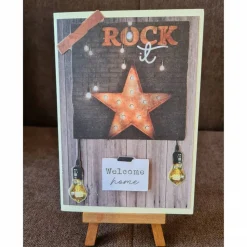 Gratulationskarte " Welcome Home " Rock , Stern