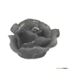 graue Formenkerze Rose mit silbernem Rand