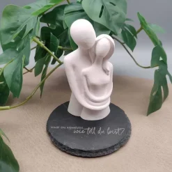 Gravierte Schieferplatte mit Liebespaar 01