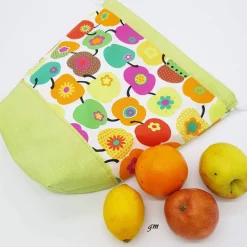 Grüner Stoffbeutel mit Zugband – Obstbeutel, Geschenkbeutel & Osterbeutel, waschbar, Baumwolle, 30x30cm