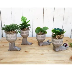 Grünpflanzen Gesteck in Figuren Topf