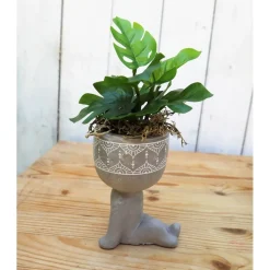 Grünpflanzen Gesteck in Figuren Topf