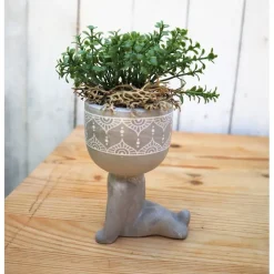 Grünpflanzen Gesteck in Figuren Topf