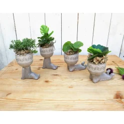 Grünpflanzen Gesteck in Figuren Topf