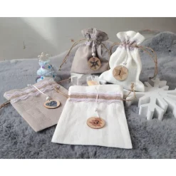 Große befüllbare Adventskalendersäckchen aus Leinen in Beige & Taupe – XXL Adventskalender zum Selbstbefüllen