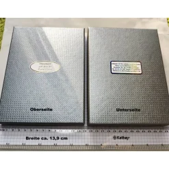 Große Elegante Schmuckschachtel/-Etui 18,3x13,9x3,6cm Geschenkverpackung für Collier/Schmuckset Silber-Grau strukturiert