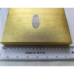 Große Festliche Schmuckschachtel/-Etui 18,3x13,9x3,6cm Geschenkverpackung für Collier/Schmuckset Gold Struktur+Hochglanz