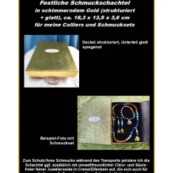 Große Festliche Schmuckschachtel/-Etui 18,3x13,9x3,6cm Geschenkverpackung für Collier/Schmuckset Gold Struktur+Hochglanz