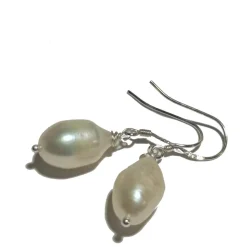 Große Perlenohrringe Barockperlen weiß handgemacht an 925er Silber Tropfenohrringe Geschenk