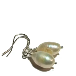 Große Perlenohrringe Barockperlen weiß handgemacht an 925er Silber Tropfenohrringe Geschenk