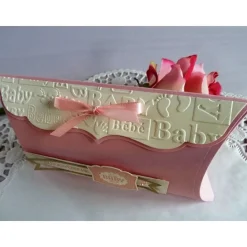 Große Pillowbox Verpackung zur Geburt/Taufe in rosa für ein Mädchen