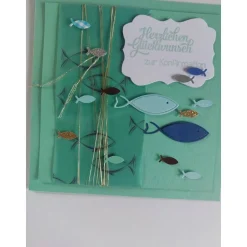 Große quadratische Karte in mint, zur Kommunion oder Konfirmation