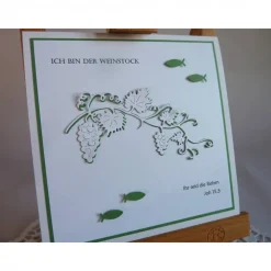 Große quadratische Karte in weiß / grün zur Kommunion oder Konfirmation