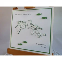 Große quadratische Karte in weiß / grün zur Kommunion oder Konfirmation