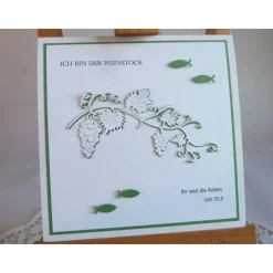 Große quadratische Karte in weiß / grün zur Kommunion oder Konfirmation