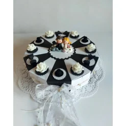 Große XXL Hochzeitstorte/Schachteltorte/Geldgeschenk, Torte zur Hochzeit in schwarz-weiß,  26cm Ø