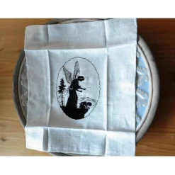 Großer Aufnäher GESTICKT Leinen Schutzengel mit Kind Stickbild