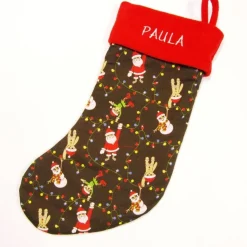 Großer Nikolausstiefel Nikolaussocke Nikolausstrumpf handgefertigt Nikolaus Lichterkette personalisierbar mit Namen