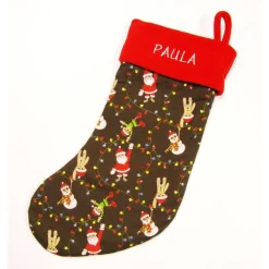 Großer Nikolausstiefel Nikolaussocke Nikolausstrumpf handgefertigt Nikolaus Lichterkette personalisierbar mit Namen