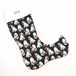 Großer Nikolausstiefel Nikolaussocke Nikolausstrumpf handgefertigt Mopsi mit Nikolausmütze personalisierbar mit  Namen