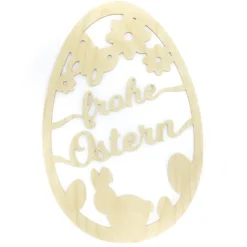Großer Osterschmuck "Osterei Frohe Ostern" aus Holz