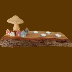 Großes Dekobrett mit Kerzenhaltern, Eiche massiv geölt