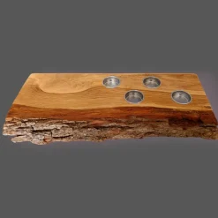 Großes Dekobrett mit Kerzenhaltern, Eiche massiv geölt