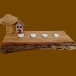 Großes Dekobrett mit Kerzenhaltern, Eiche massiv geölt