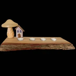 Großes Dekobrett mit Kerzenhaltern, Eiche massiv geölt