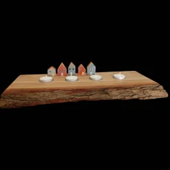 Großes Dekobrett mit Kerzenhaltern, Eiche massiv geölt