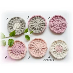 Großes gehäkeltes  Abschminkpad - Kosmetikpad - 1 Pad nach Wahl, grau, lachs, creme, altrosa