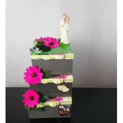 großes Geldgeschenk Hochzeit, Geschenkbox in Tortenform, 3-stöckig, Hochzeitsgeschenk