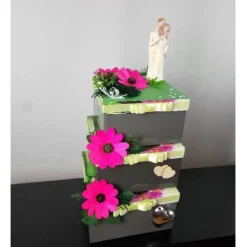 großes Geldgeschenk Hochzeit, Geschenkbox in Tortenform, 3-stöckig, Hochzeitsgeschenk