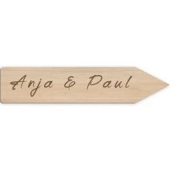 Großes Holzschild für Hochzeit - Pfeil aus Holz mit Wunschtext - Personalisierbares Wegweiser-Schild mit Gravur